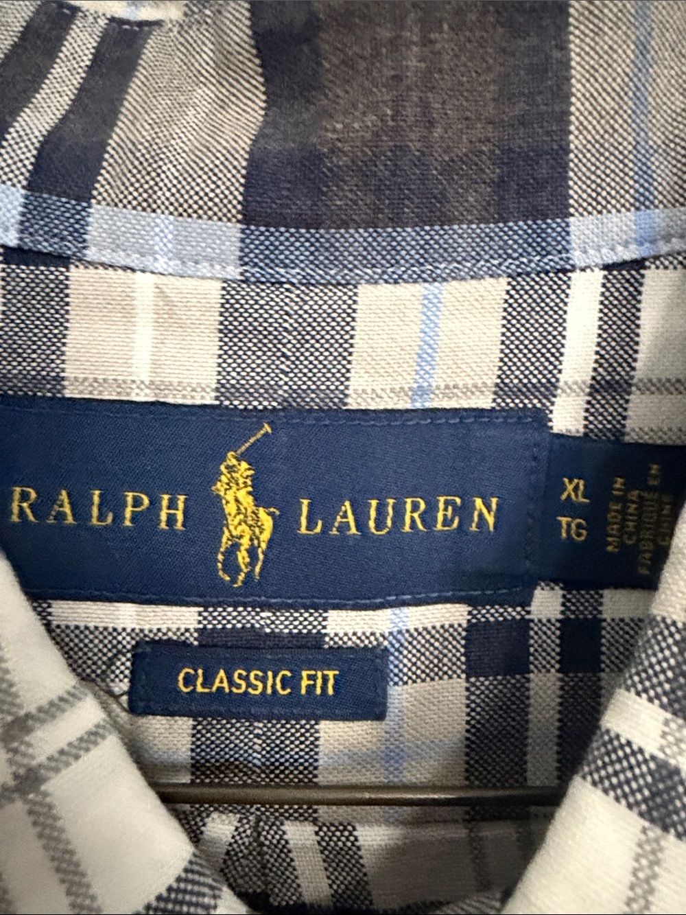 Ralph Lauren Blue and White Plaid Classic Fit Button-Down Shirt